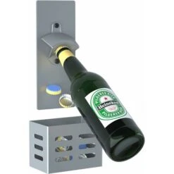 Blue Dream Magnétique Décapsuleur,Ouvre-Bouteilles En Acier Avec Cap Catcher,Mural Décapsuleur Pour La Maison,Amants De Bière Cadeau (grise)