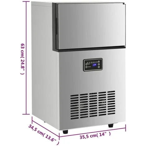 Appareil à Glaçons 420 W Argenté 45 Kg / 24 H VidaXL 3 Appareil à Glaçons 420 W Argenté 45 Kg / 24 H VidaXL – Image 3