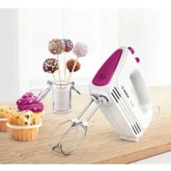 BOSCH MFQ2210P BATTEURS, TECHNIQUE DE MOTEUR MODERNE, 2 FOUETS, 2 EN ACIER INOXYDABLE CROCHET PÉTRISSEUR, 4 VITESSES, 375 W, BLA -Krups || DeLonghi Soldes 93955194 4