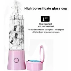 Portable Mixeur Juice Blender, Milk-Shake, Jus De Fruits Et Légumes,Mixer,480ml, Sans BPA,Mini USB Blender Des Smoothies,100W,Noël Cadeau Pour La Famille(rose) -Krups || DeLonghi Soldes 94080361 3