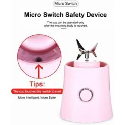 Portable Mixeur Juice Blender, Milk-Shake, Jus De Fruits Et Légumes,Mixer,480ml, Sans BPA,Mini USB Blender Des Smoothies,100W,Noël Cadeau Pour La Famille(rose) -Krups || DeLonghi Soldes 94080361 5