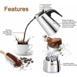 Cafetière Italienne 12 Tasses En Acier Inoxydable Compatible Tous Types De Feux 12 Tasses -Krups || DeLonghi Soldes 94399422 4
