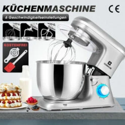 Robot Culinaire 1400W Machine à Pétrir Machine à Pâte Avec Bol En Acier Inoxydable 7L-Argent