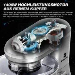 Robot Culinaire 1400W Machine à Pétrir Machine à Pâte Avec Bol En Acier Inoxydable 7L-Argent -Krups || DeLonghi Soldes 94654033 4