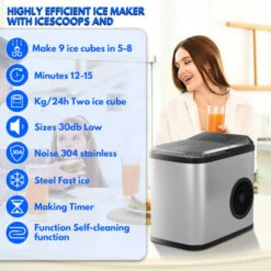 Randaco Machine à Glaçons LCD 2.2L 150W 2 Tailles De Glaçons 9 Glaçons En Seulement 5 à 8 Minutes -Krups || DeLonghi Soldes 95473400 2