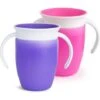 Un Gobelet Rose, Un Gobelet Violet-Tasse D'Apprentissage Miracle 360, Rose/Violette, Lot De 2