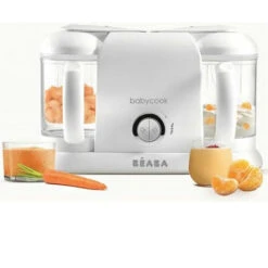 BEABA, Babycook Duo, Robot Bébé 4 En 1, Cuiseur, Mixeur, Contenance XXL 2200 Ml - Blanc