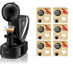 KRUPS Nescafé Dolce Gusto Infinissima YY5056FD Noir + 6 Boites De Café Bio, Offre Antigaspillage