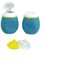 BEABA Lot Portion De Conservation Squeez'Portion + Gourde BabySqueez' 2 En 1 Pour Bébé/enfant, En Silicone, 2x180 Ml, Bleu