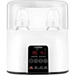 Chauffe-biberon Avec Indicateurs LED Chauffe-biberon Pour Lait Maternel/formule/stérilisation Des Aliments Pour Bébés Et Minuterie, Prise UE Blanche