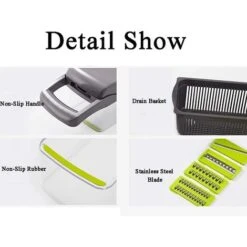 Hachoir à Légumes Mandoline Trancheuse Hachoir & Râpe 11 En 1 Trancheuse à Légumes Pomme De Terre Oignon Hachoir à Légumes Avec Récipient Gris -Krups || DeLonghi Soldes 97500528 5