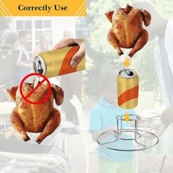Support De Poulet En Canette De Bière, Support De Rôtissage De Poulet Et De Dinde Pour Fumoir Et Gril, Support De Poulet En Acier Inoxydable, Accessoires De Barbecue Lavables Au Lave-vaisselle -Krups || DeLonghi Soldes 97561188 4