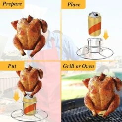 Support De Poulet En Canette De Bière, Support De Rôtissage De Poulet Et De Dinde Pour Fumoir Et Gril, Support De Poulet En Acier Inoxydable, Accessoires De Barbecue Lavables Au Lave-vaisselle -Krups || DeLonghi Soldes 97561188 5