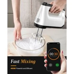 Batteur à Main, 6 Niveaux De Vitesse 400 W Avec 2 Fouets Et 2 Crochets Pétrisseurs, Fonction Turbo, Conception Du Bouton D'éjection, Mélangeur Portable Pour La Cuisson, Pour Les Sauces, La Crème, Les -Krups || DeLonghi Soldes 97629218 5