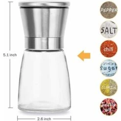 Moulin à Sel Et à Poivre, élégant Moulin à Sel Et à Poivre En Acier Inoxydable, Grossièreté Réglable, Rechargeable - Sel De Mer, Moulin à Poivre Noir Pour Cuisine Et Salle à Manger