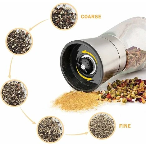 Moulin à Sel Et à Poivre, élégant Moulin à Sel Et à Poivre En Acier Inoxydable, Grossièreté Réglable, Rechargeable - Sel De Mer, Moulin à Poivre Noir Pour Cuisine Et Salle à Manger 2 Moulin à Sel Et à Poivre, élégant Moulin à Sel Et à Poivre En Acier Inoxydable, Grossièreté Réglable, Rechargeable - Sel De Mer, Moulin à Poivre Noir Pour Cuisine Et Salle à Manger – Image 2