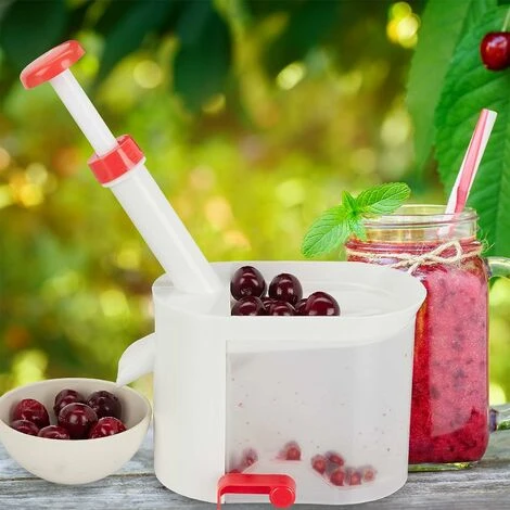 Dénoyauteur De Cerises Relaxdays, Avec Ventouse, Récipient De Collecte, Plastique, Lame En Acier Inoxydable, Dénoyauteur, Blanc-rouge 2 Dénoyauteur De Cerises Relaxdays, Avec Ventouse, Récipient De Collecte, Plastique, Lame En Acier Inoxydable, Dénoyauteur, Blanc-rouge – Image 2