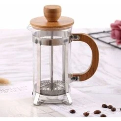 Filtres à Café 350Ml Verre Cafetière Cafetière Résistant à La Chaleur Filtration élégante Presse Franaise Cafetière Presse Franaise Couvercle En Bois Filtre -Krups || DeLonghi Soldes 97639142 3