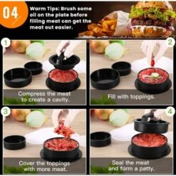 Presse à Hamburger, 3 En 1 Antiadhésif Hamburger Patty Maker Ensemble De Presse à Hamburger Pour Galettes De Hamburger BBQ Presse à Hamburger Boulettes De Viande Accessoires De Grillade - Noir 7 Presse à Hamburger, 3 En 1 Antiadhésif Hamburger Patty Maker Ensemble De Presse à Hamburger Pour Galettes De Hamburger BBQ Presse à Hamburger Boulettes De Viande Accessoires De Grillade - Noir -Krups || DeLonghi Soldes 97640231 3
