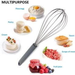 Batteur à Oeufs En Fil D'acier Inoxydable De Cuisine, Avec Batteur à Main En Silicone, Pour Fouetter Le Mélange -Krups || DeLonghi Soldes 97640821 4