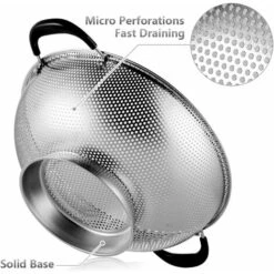 Passoire En Acier Inoxydable, Passoire Micro-perforée à Prise Facile De 5 Pintes, Passoire Avec Poignées Rivetées Et Résistantes à La Chaleur, Sans BPA. Idéal Pour Les Pates, Les Nouilles, Les Légumes -Krups || DeLonghi Soldes 97641876 4