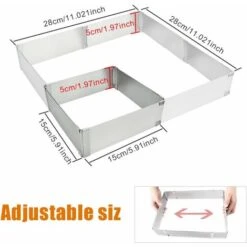 Cadre De Cuisson Rectangulaire Cadre De Cuisson Réglable Cadre De Gateau Cadre De Cuisson Extensible Cadre De Décoration Taille Réglable Moule De Cuisson Cadre De Gateau Flexible Pour Mousses, Crème D