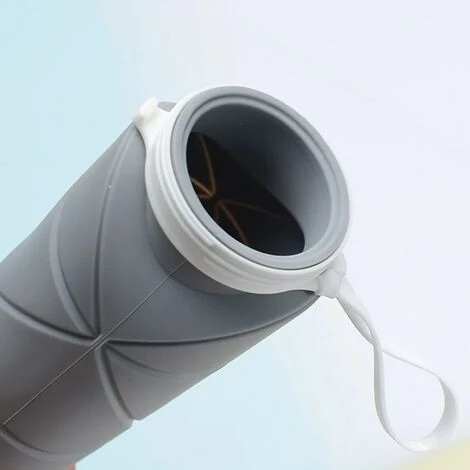 Bouteille D'eau Pliable De 600 Ml Bouteilles D'eau Portables En Silicone étanche Pour Voyage, Camping, Randonnée En Plein Air, Gris 2 Bouteille D'eau Pliable De 600 Ml Bouteilles D'eau Portables En Silicone étanche Pour Voyage, Camping, Randonnée En Plein Air, Gris – Image 2