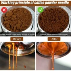 Outil De Distribution D'expresso, Agitateur Café Avec Goupille En Acier Inoxydable, 5 Aiguilles De 0.4 Mm, Agitateur De Poudre D'expresso Pour Moudre Le Café (Noir) -Krups || DeLonghi Soldes 98372216 5