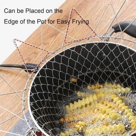 Panier à Frire, Panier A Salade Tamis Cuisine Inoxydable Fry Extensible Chef Panier Cuisine 3 Panier à Frire, Panier A Salade Tamis Cuisine Inoxydable Fry Extensible Chef Panier Cuisine – Image 3