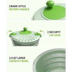 Essoreuse à Salade Grande Essoreuse à Laitue Avec Verrouillage Sécurisé Du Couvercle Et Poignée Rotative, égoutter La Laitue, Laver Les Légumes, Séchoir à Légumes Avec Design à Séchage Rapide, Bol, Pa -Krups || DeLonghi Soldes 98635944 4