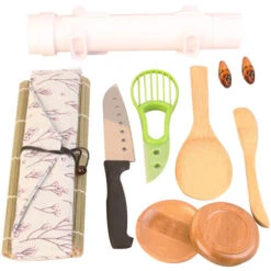 Kit De Fabrication De Sushis 12 Pièces, Machine à Sushi Bazooka Tout-en-un Avec Rideau à Sushi, Moule à Sushi, Couteau à Sushi, Couteau à Beurre, Baguettes, Repose-baguettes, Cuillère, Couteau En Bamb -Krups || DeLonghi Soldes 98636365 2