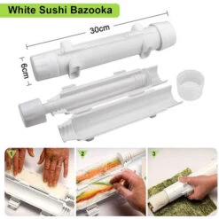Kit De Fabrication De Sushis 12 Pièces, Machine à Sushi Bazooka Tout-en-un Avec Rideau à Sushi, Moule à Sushi, Couteau à Sushi, Couteau à Beurre, Baguettes, Repose-baguettes, Cuillère, Couteau En Bamb -Krups || DeLonghi Soldes 98636365 5