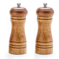 Moulin à Poivre Moulin à Sel Et à Poivre Ensemble, Moulin à Poivre En Bois De Chêne, Rotor En Céramique Grossièreté Réglable Avec Différentes Couleurs, Moulin Pour Épices Et Graines - Paquet De 2